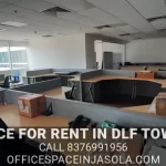 Premium director cabin within a 1056 sqft office space for rent in DLF Tower Jasola with natural light.