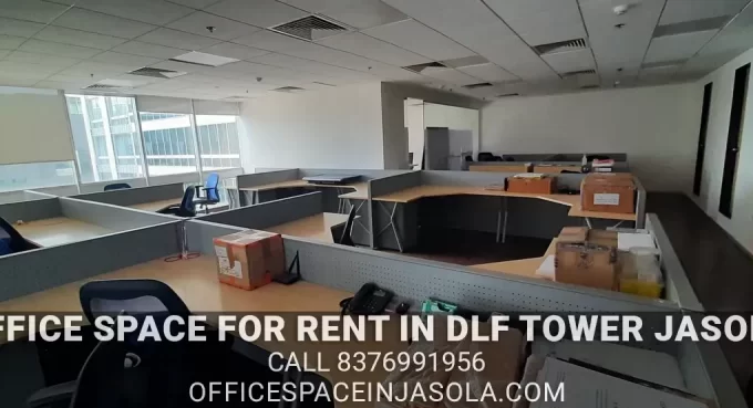 Premium director cabin within a 1056 sqft office space for rent in DLF Tower Jasola with natural light.