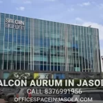 Main glass facade of Salcon Aurum Plot No 4 Jasola District Centre South Delhi.