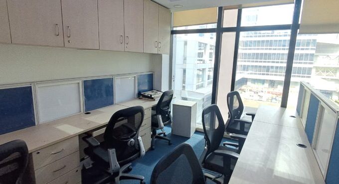 Modern fully furnished 50-seater commercial office space spanning 6,500 sq ft available for sale in Jasola District Centre, Delhi.