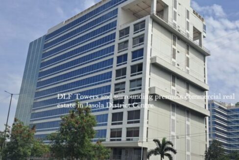 Grade-A commercial office buildings in Jasola District Centre, New Delhi, offering premium workspace for rent.