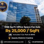 Premium 1056 sqft pre rented office space for sale in Jasola, featuring Grade-A infrastructure and immediate ROI